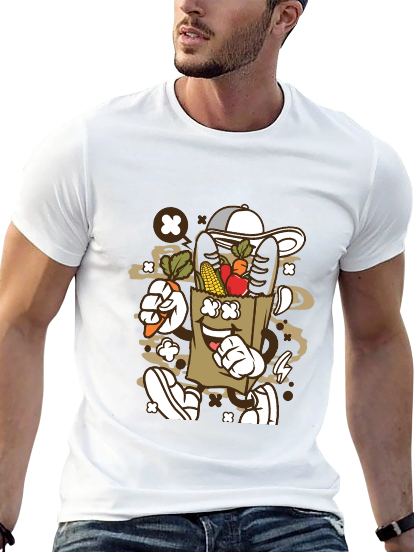 Groovy Grocery Bag Cartoon T-Shirt
