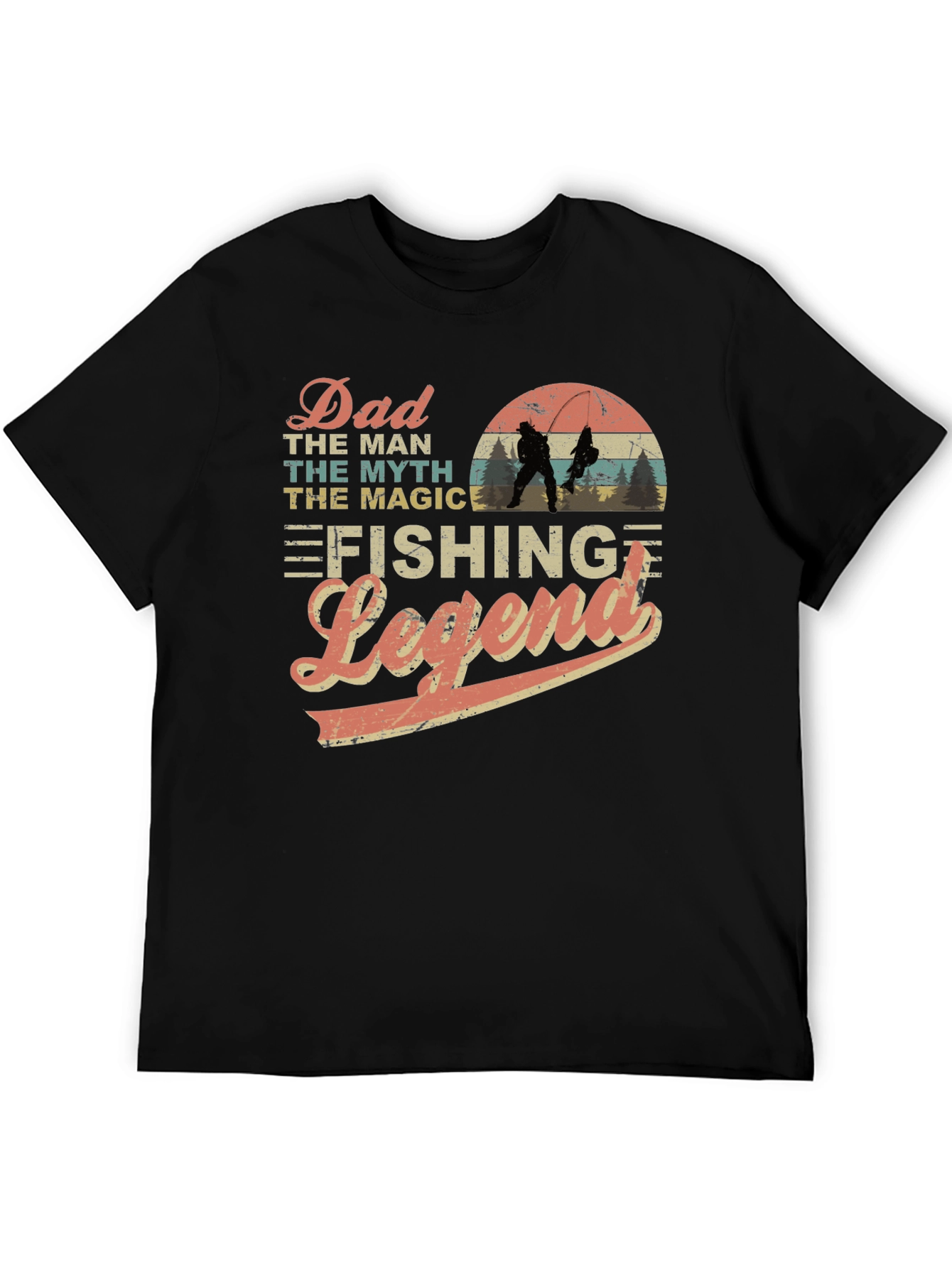 Dad Fishing Legend Black Graphic T-Shirt