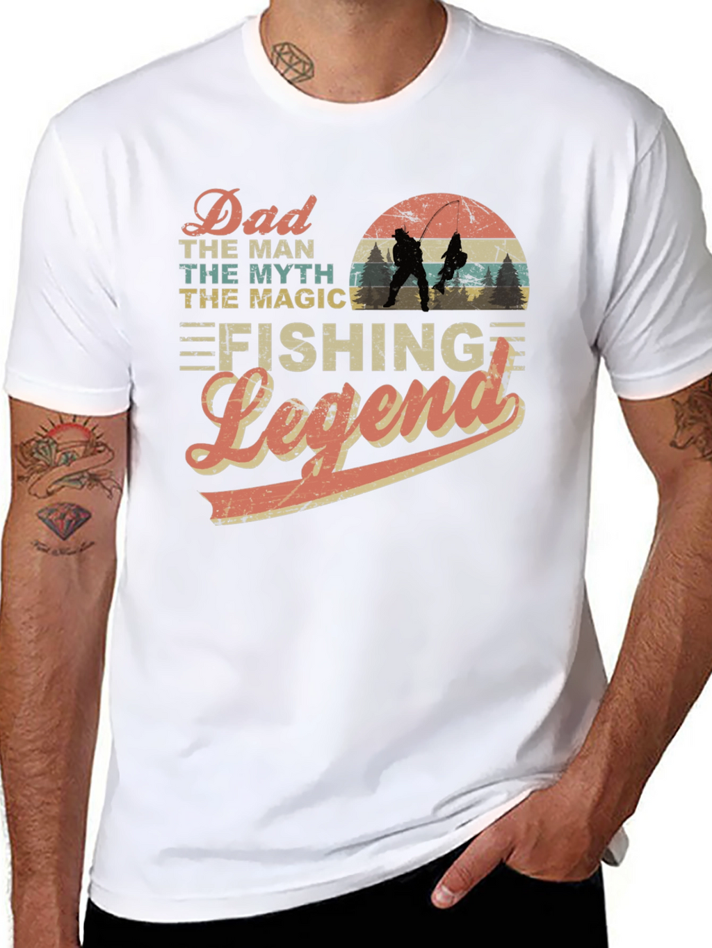 Dad Fishing Legend Black Graphic T-Shirt