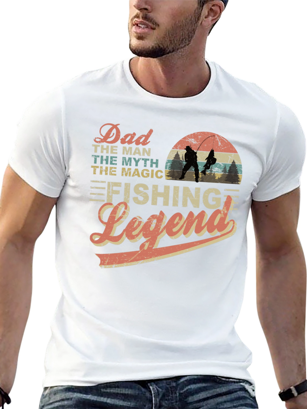Dad Fishing Legend Black Graphic T-Shirt