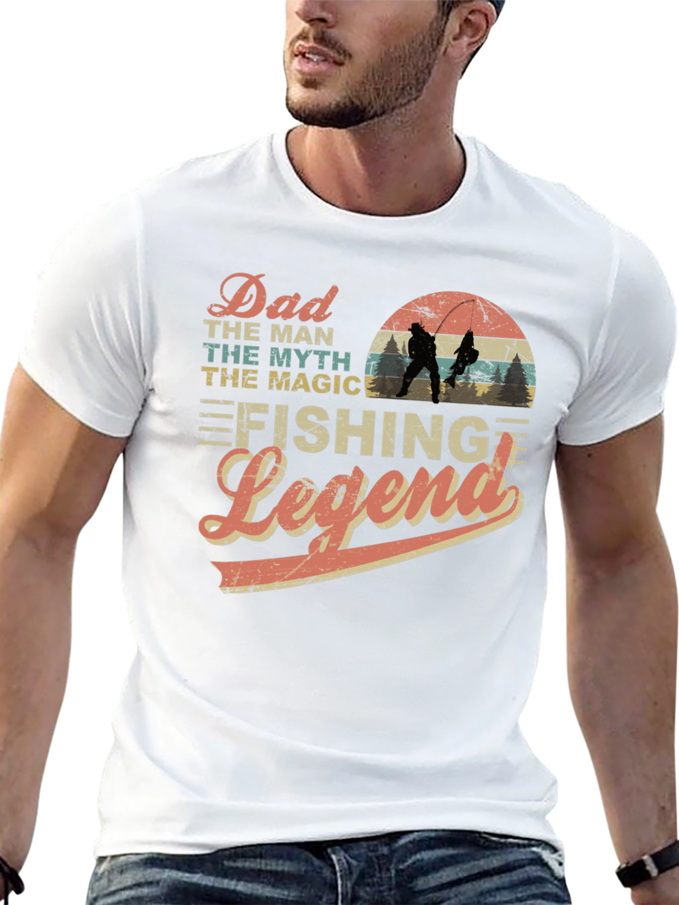 Dad Fishing Legend Black Graphic T-Shirt