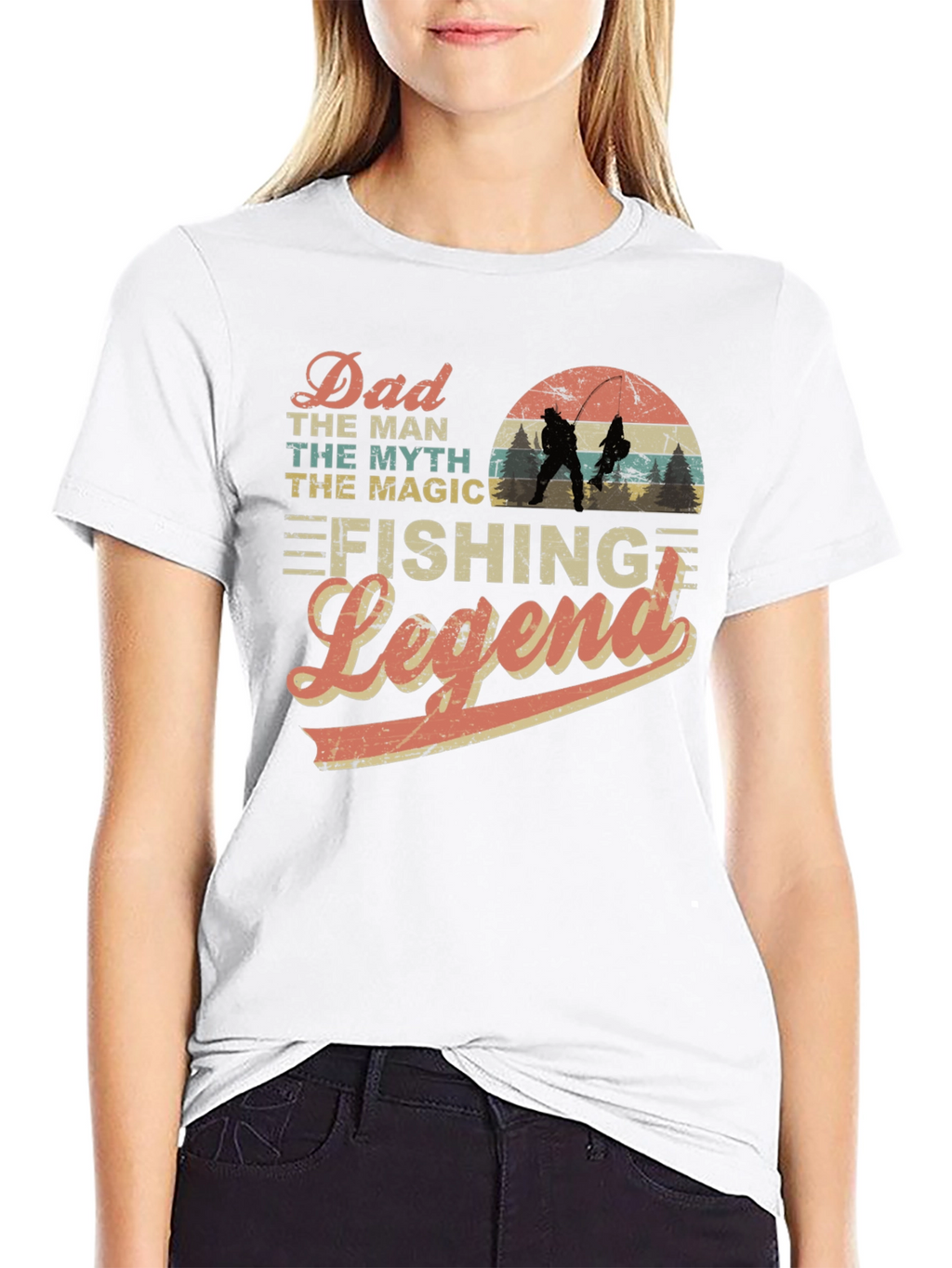 Dad Fishing Legend Black Graphic T-Shirt