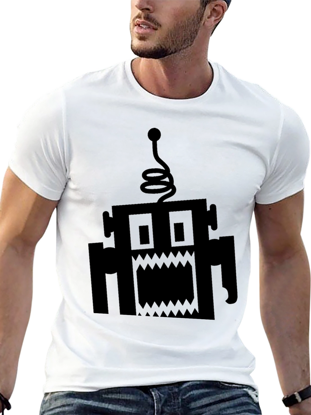Monster Robot Graphic Black T-Shirt