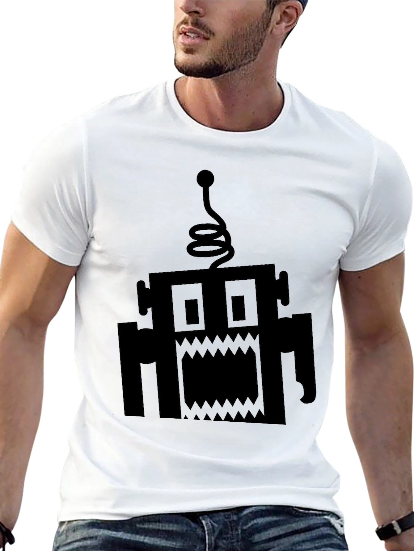 Monster Robot Graphic Black T-Shirt