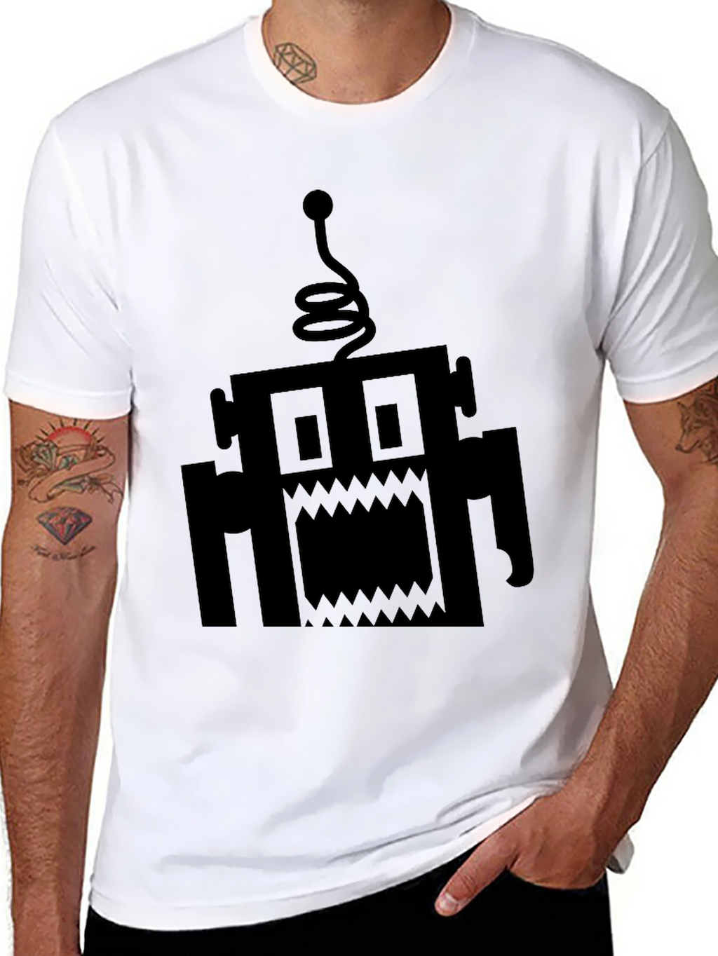 Monster Robot Graphic Black T-Shirt