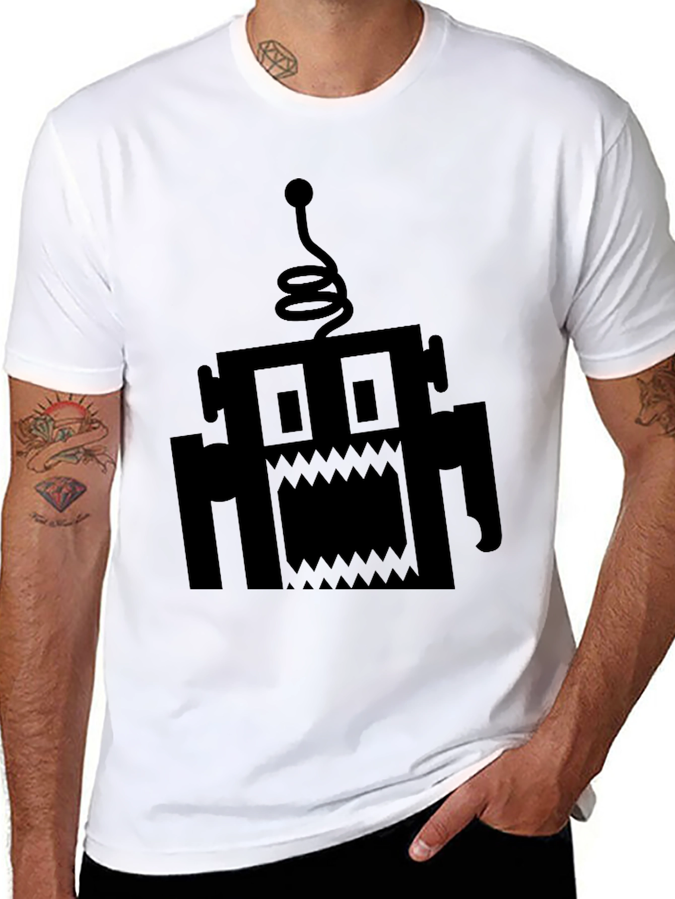 Monster Robot Graphic Black T-Shirt