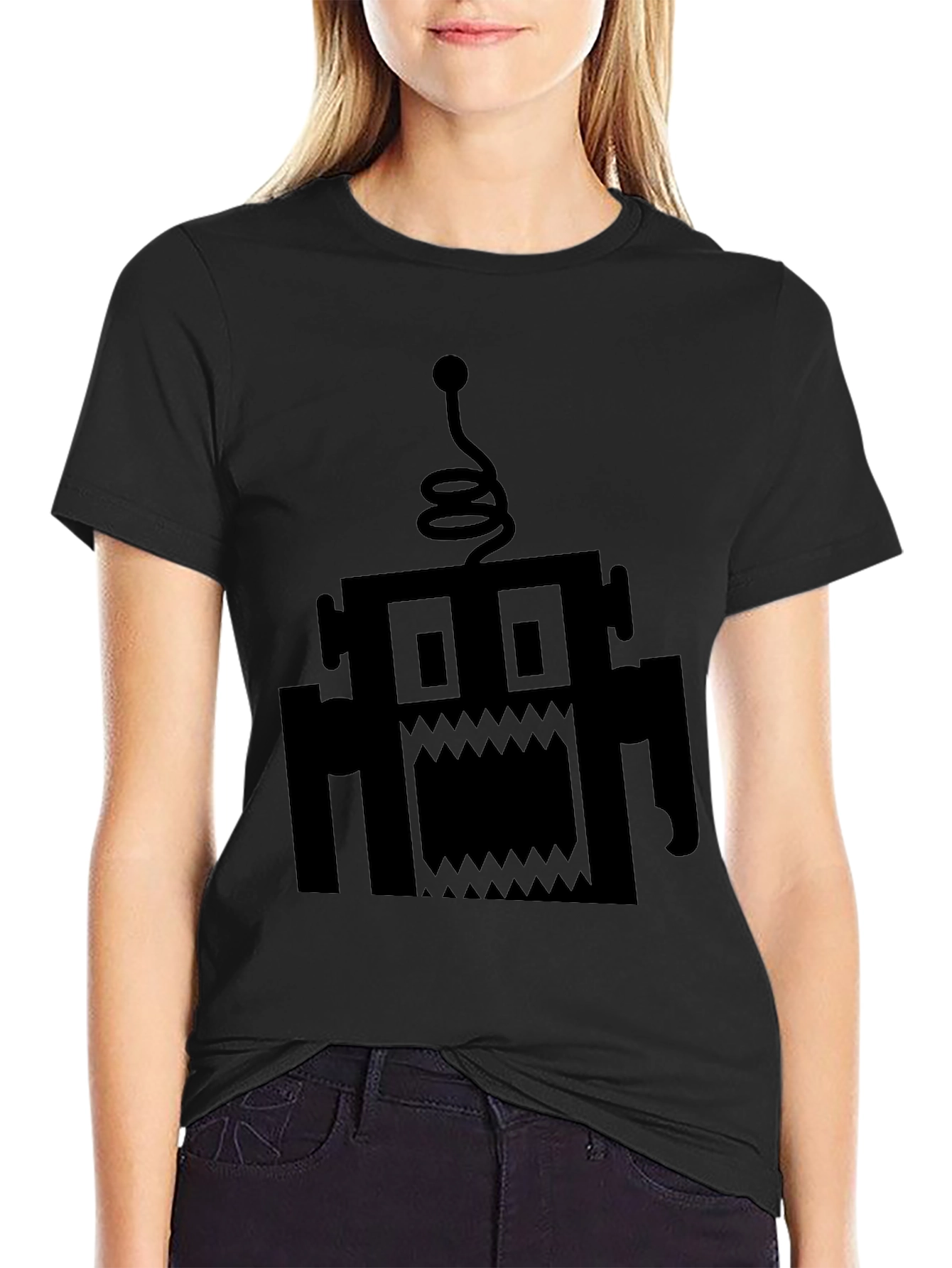 Monster Robot Graphic Black T-Shirt