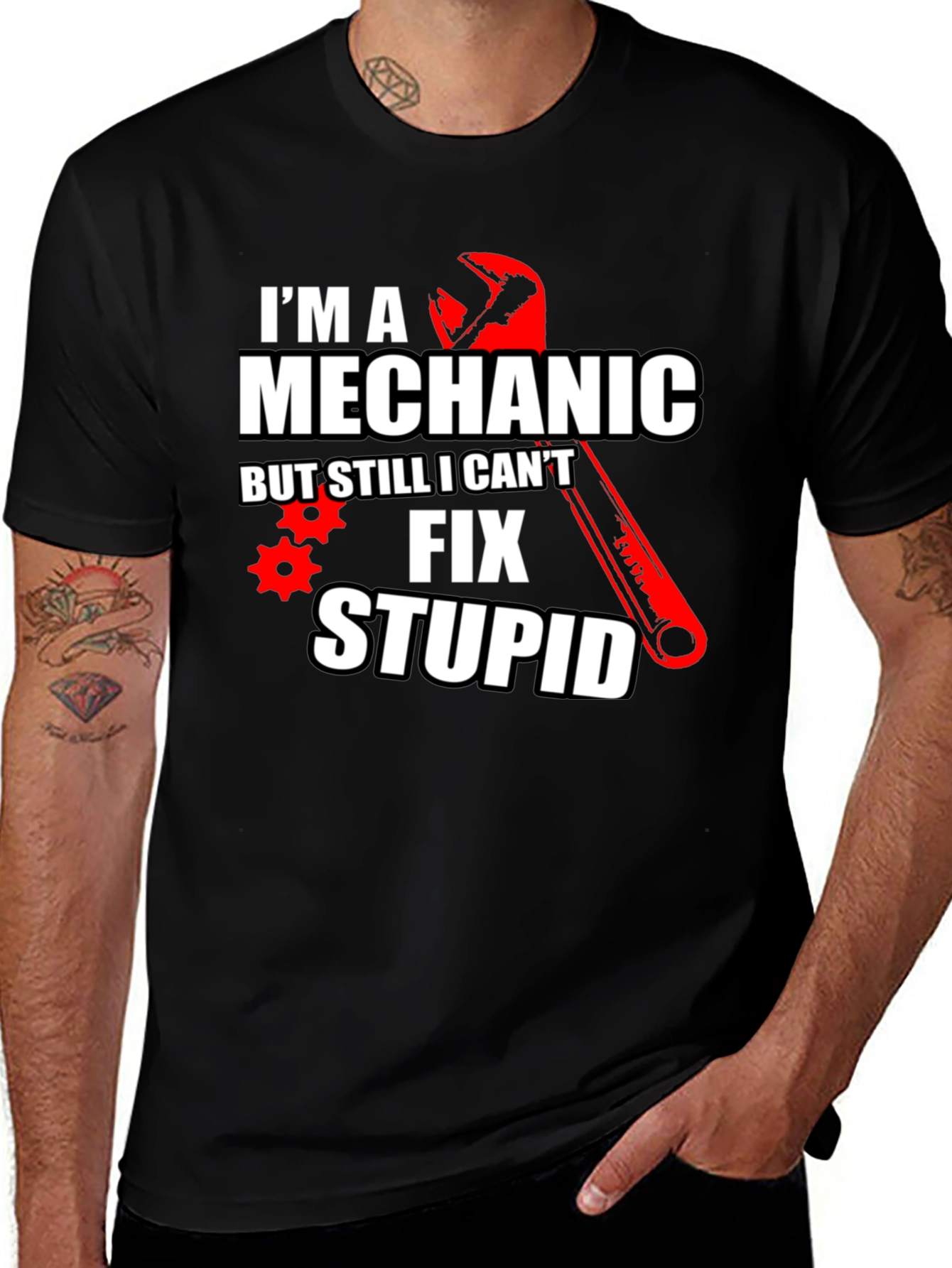 Mechanic Humor T-Shirt: Im a Mechanic But Still Cant Fix Stupid
