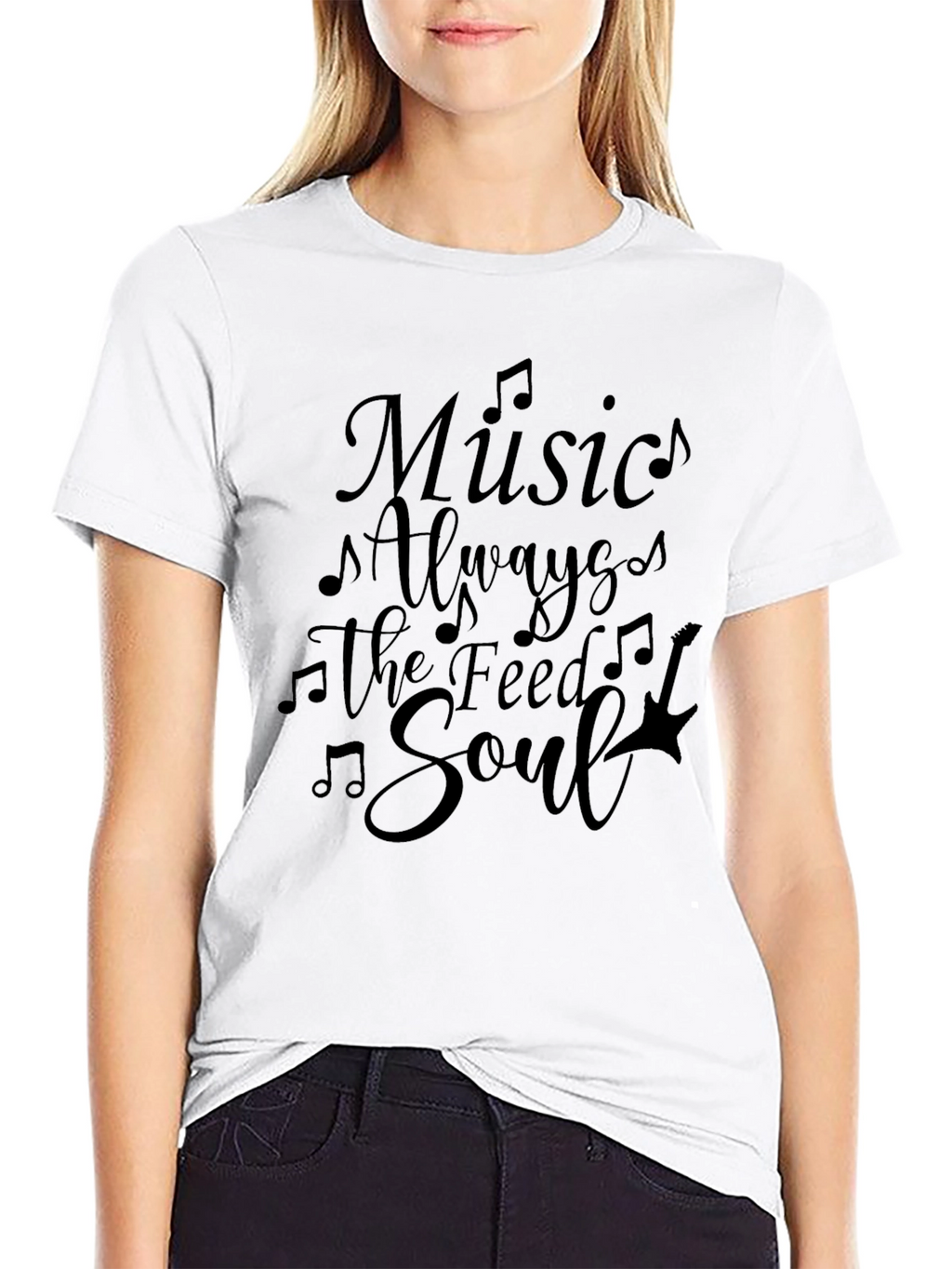 Music Feeds the Soul Black Graphic Tee