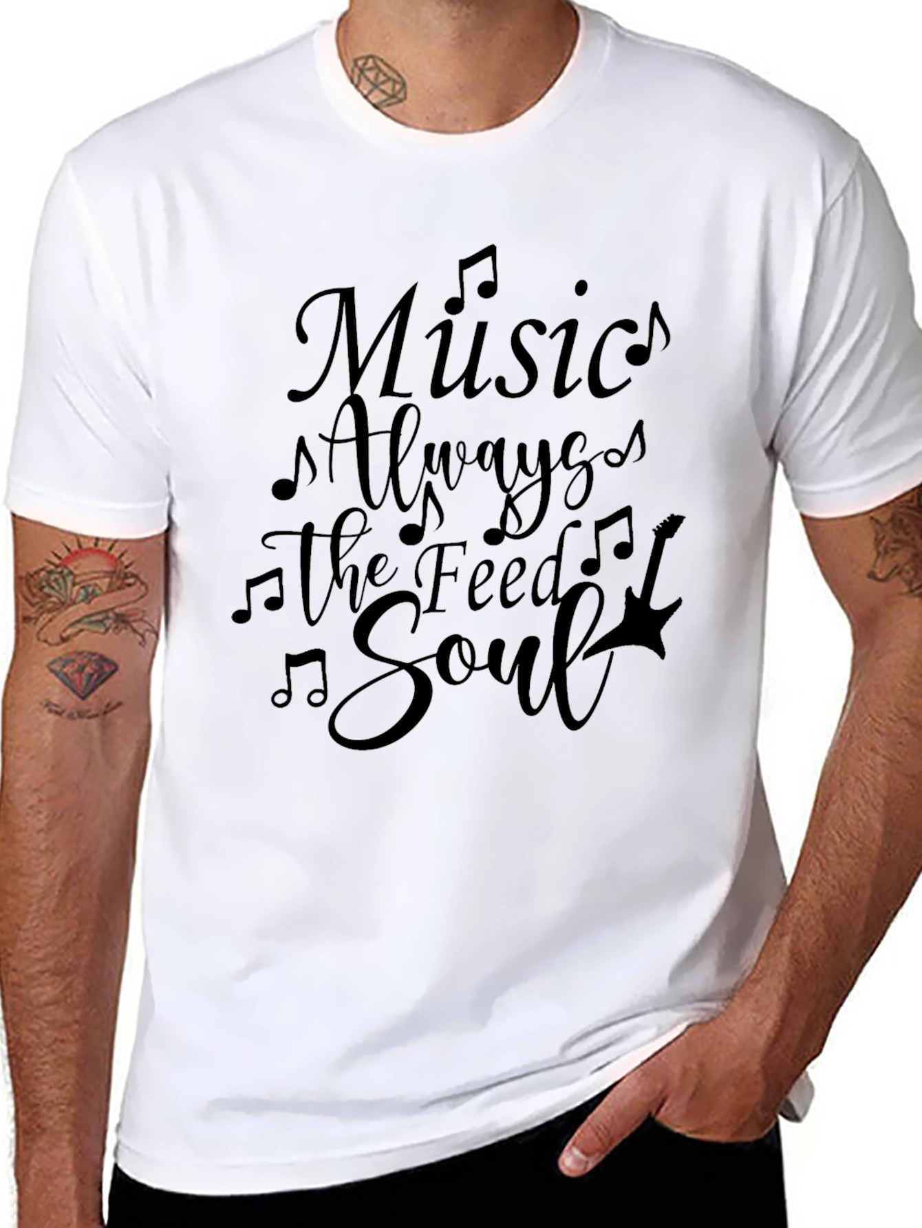 Music Feeds the Soul Black Graphic Tee