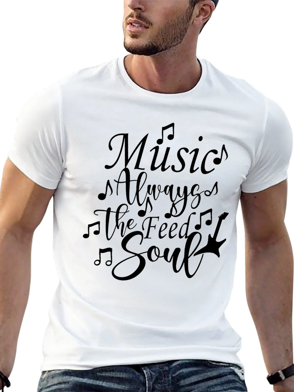 Music Feeds the Soul Black Graphic Tee