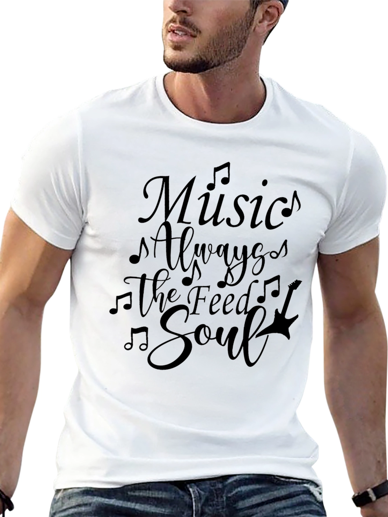Music Feeds the Soul Black Graphic Tee