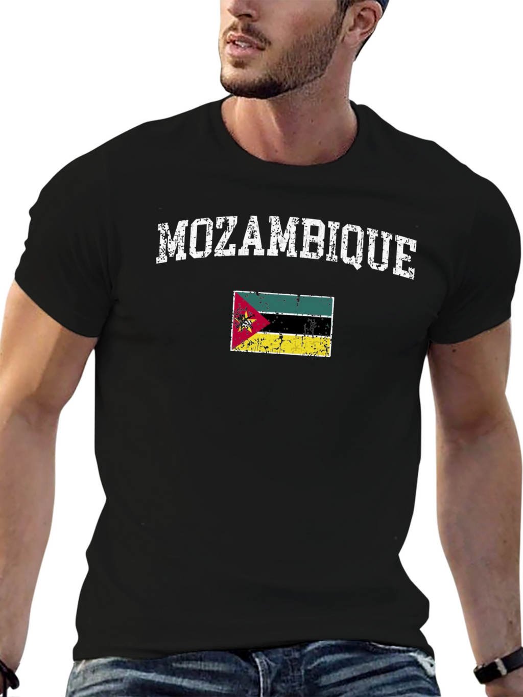 Mozambique Flag Graphic Tee - Distressed Print