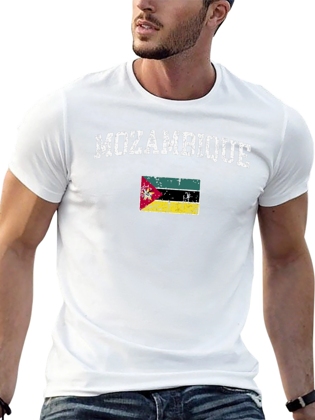 Mozambique Flag Graphic Tee - Distressed Print