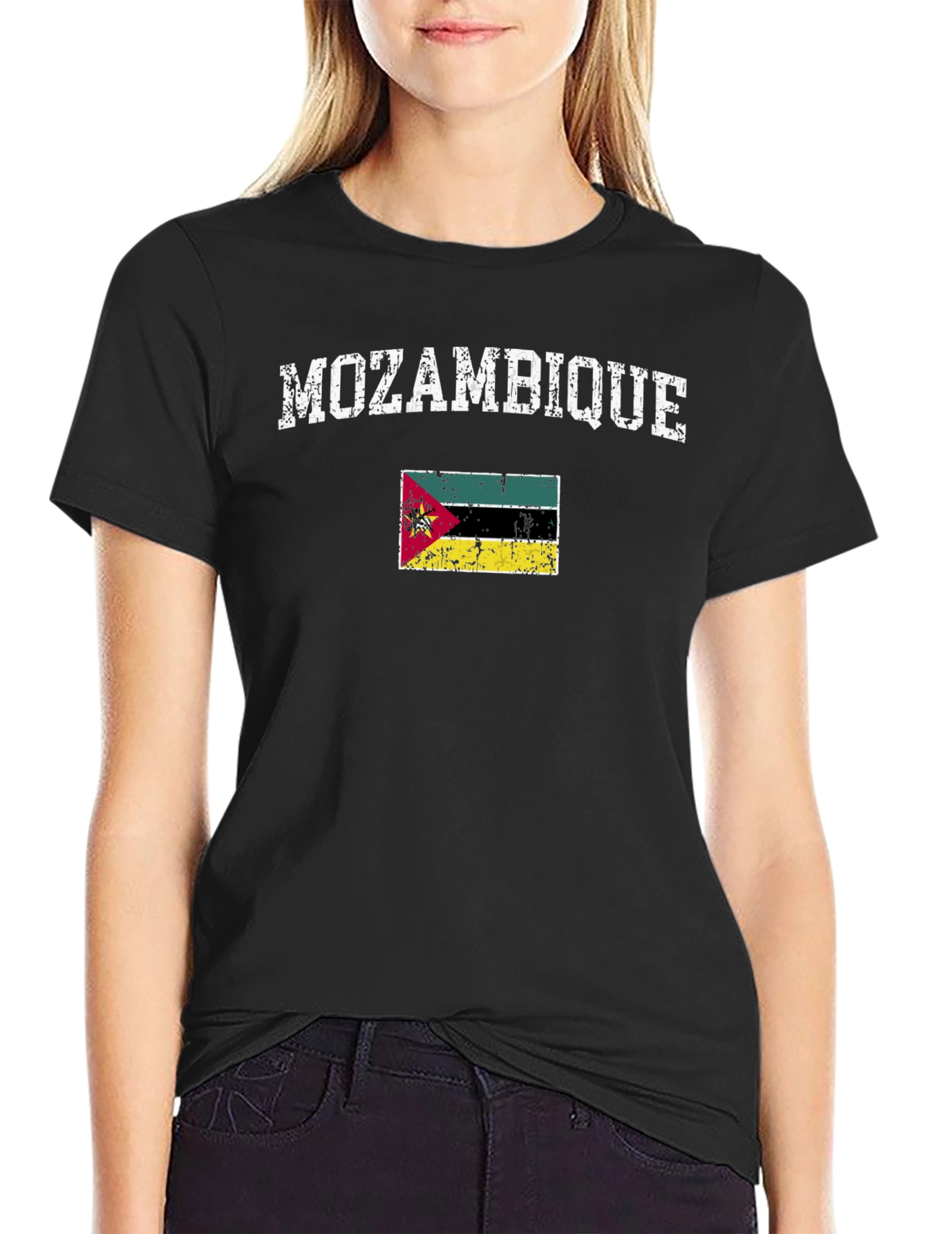 Mozambique Flag Graphic Tee - Distressed Print
