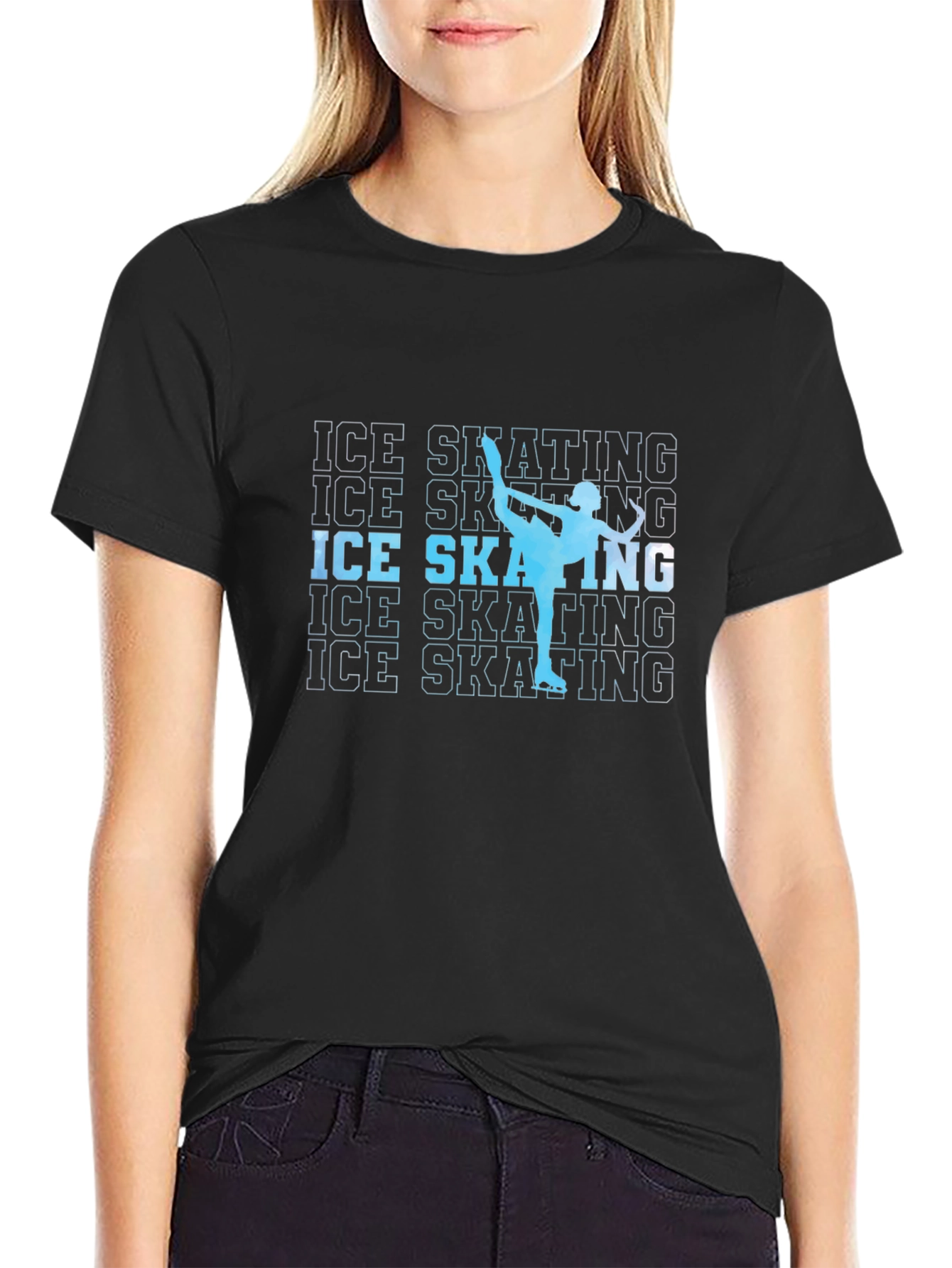 Ice Skating Silhouette Graphic T-Shirt