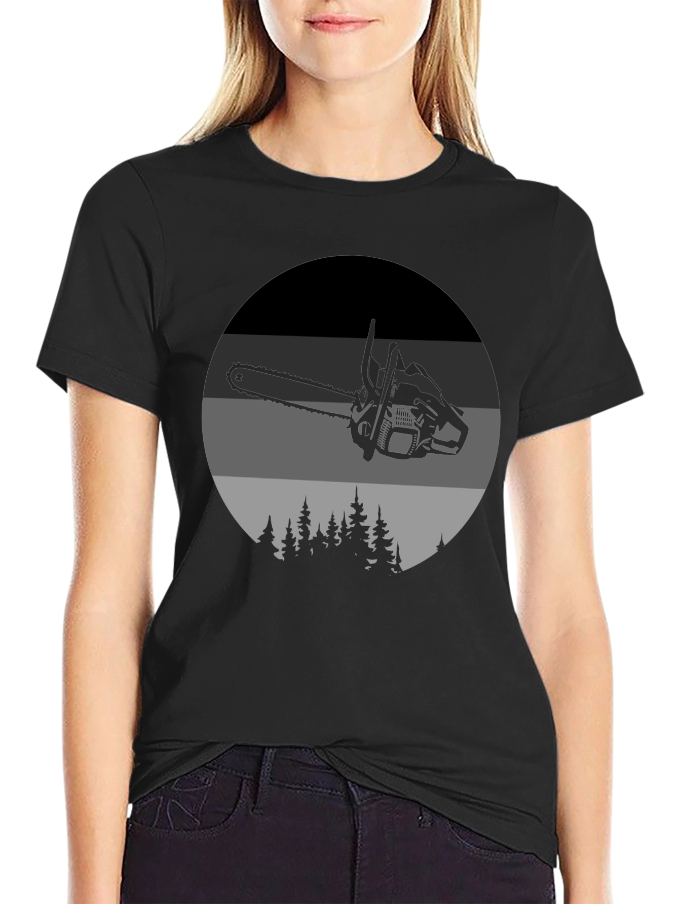 Chainsaw Forest Graphic Tee - Black