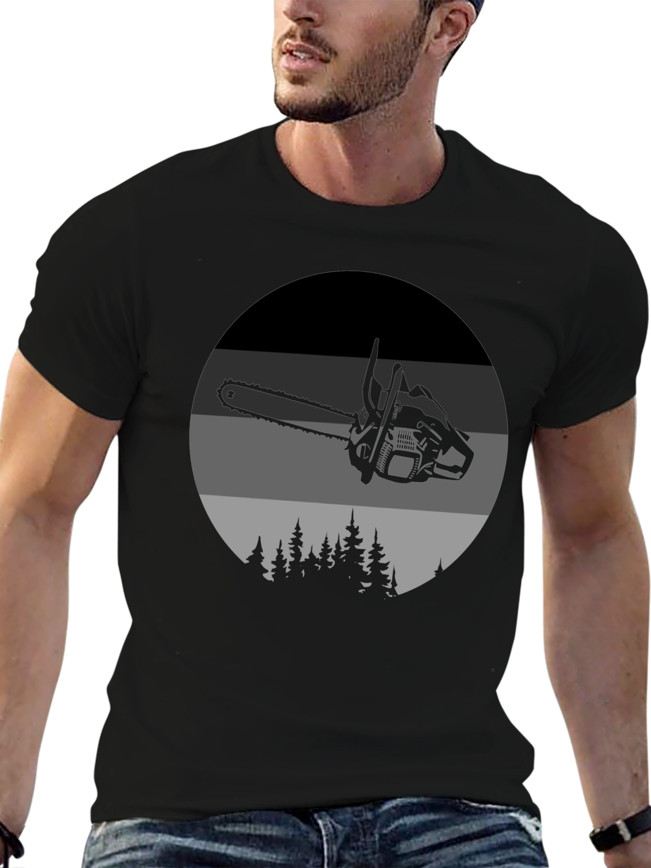 Chainsaw Forest Graphic Tee - Black