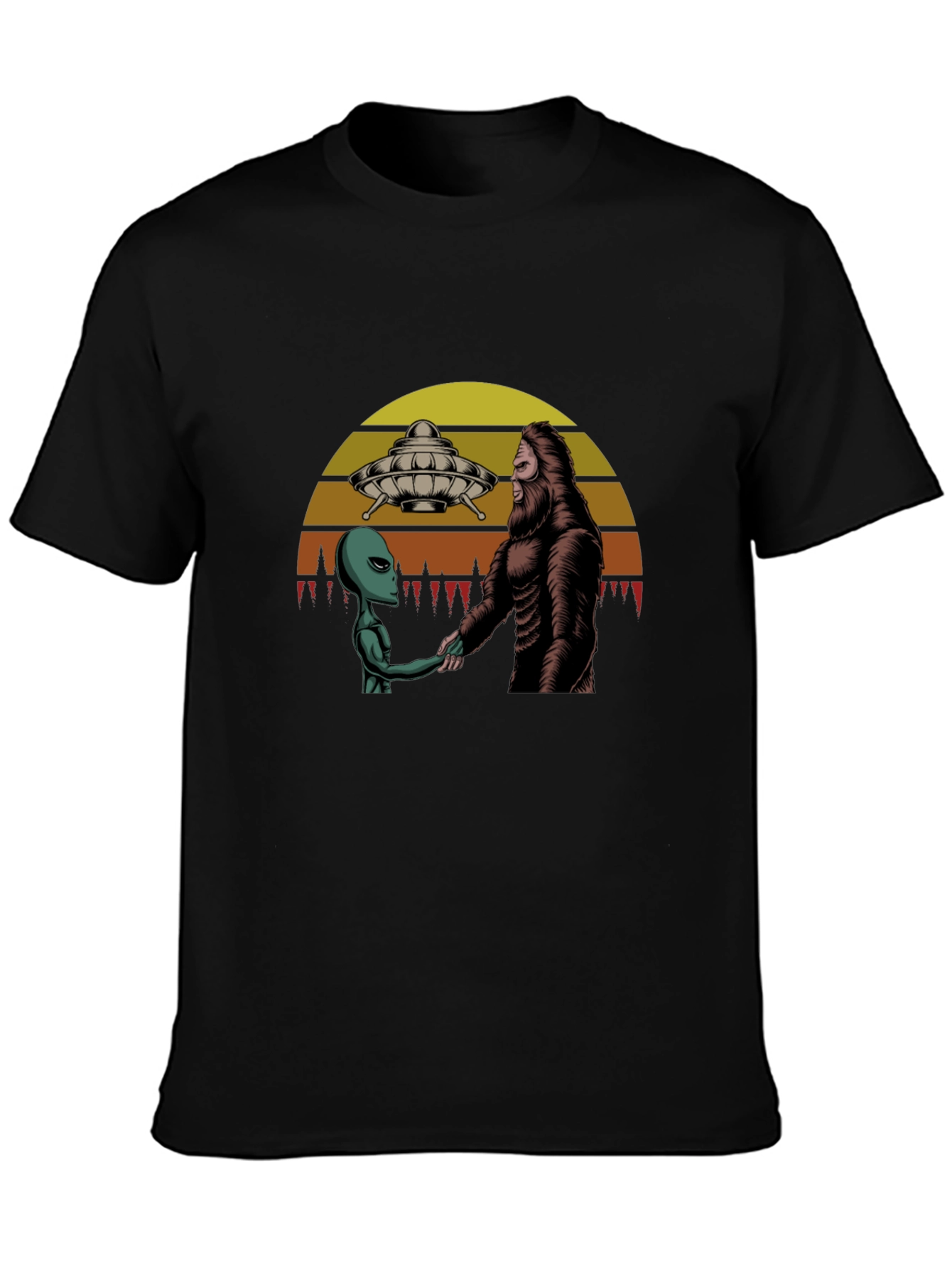 Alien and Bigfoot T-Shirt: Peace Treaty