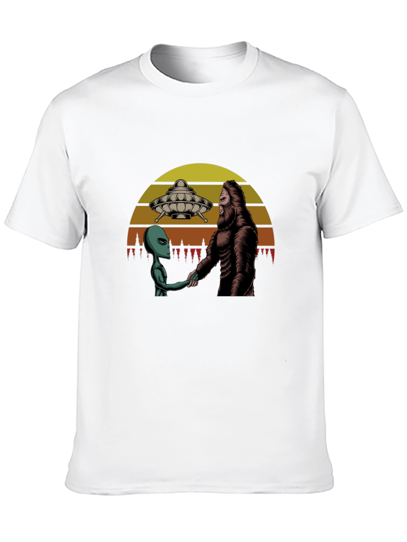 Alien and Bigfoot T-Shirt: Peace Treaty