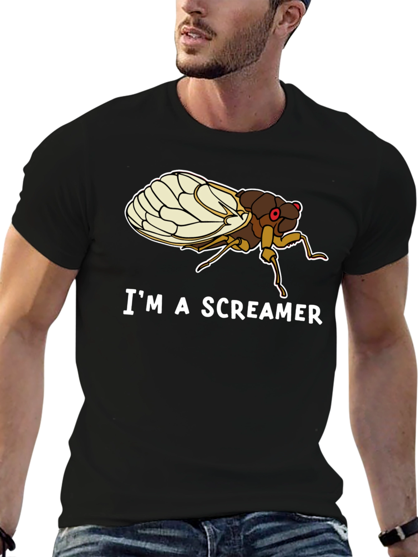 Im A Screamer Cicada Bug Black T-Shirt