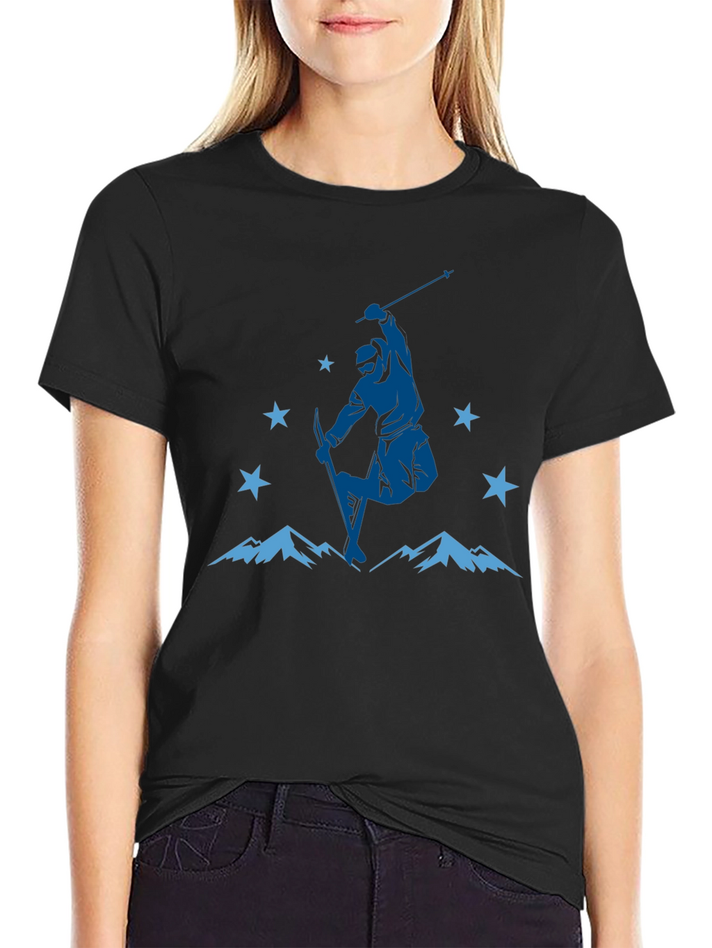 Mountain Ski Jump Graphic Tee - Black