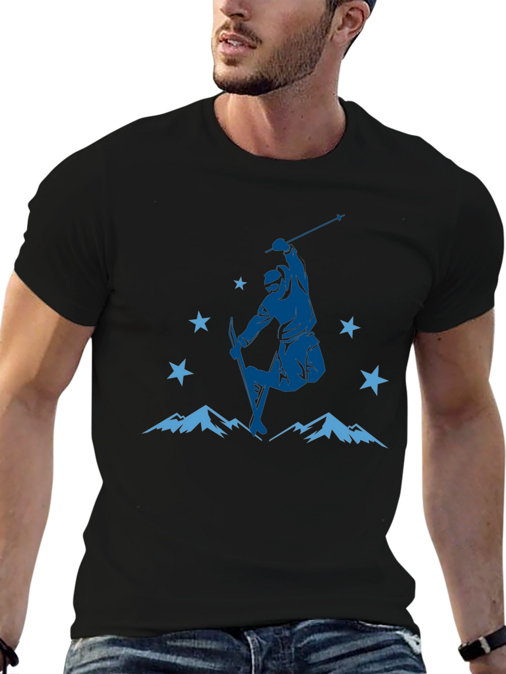 Mountain Ski Jump Graphic Tee - Black