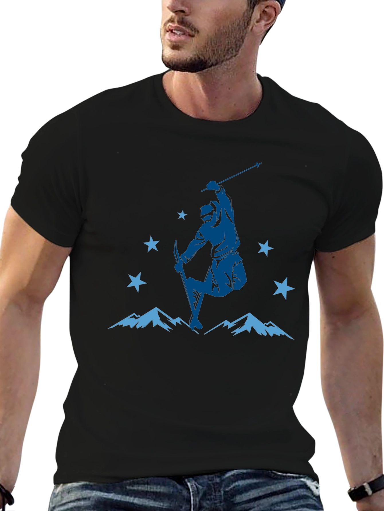 Mountain Ski Jump Graphic Tee - Black