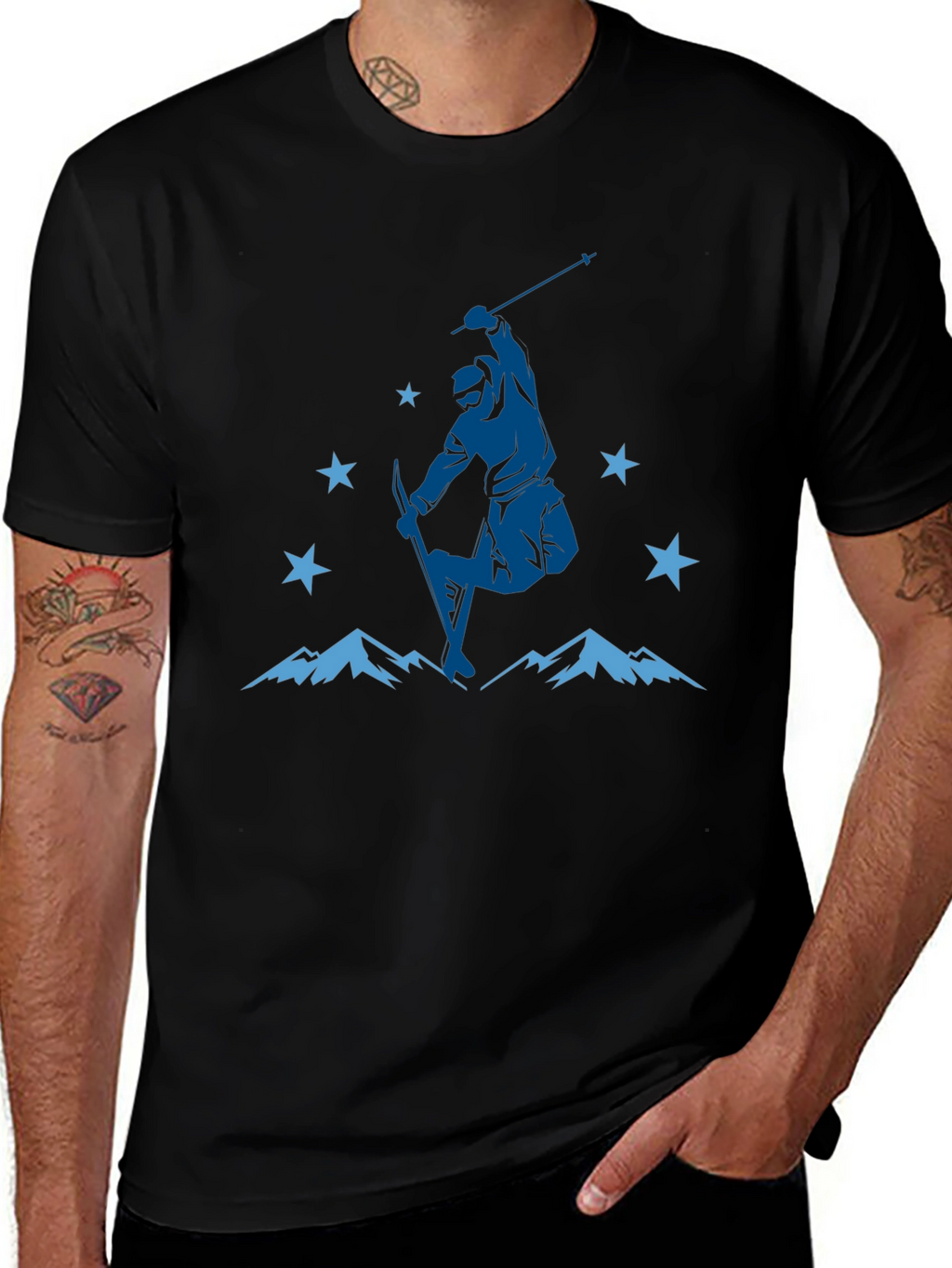 Mountain Ski Jump Graphic Tee - Black