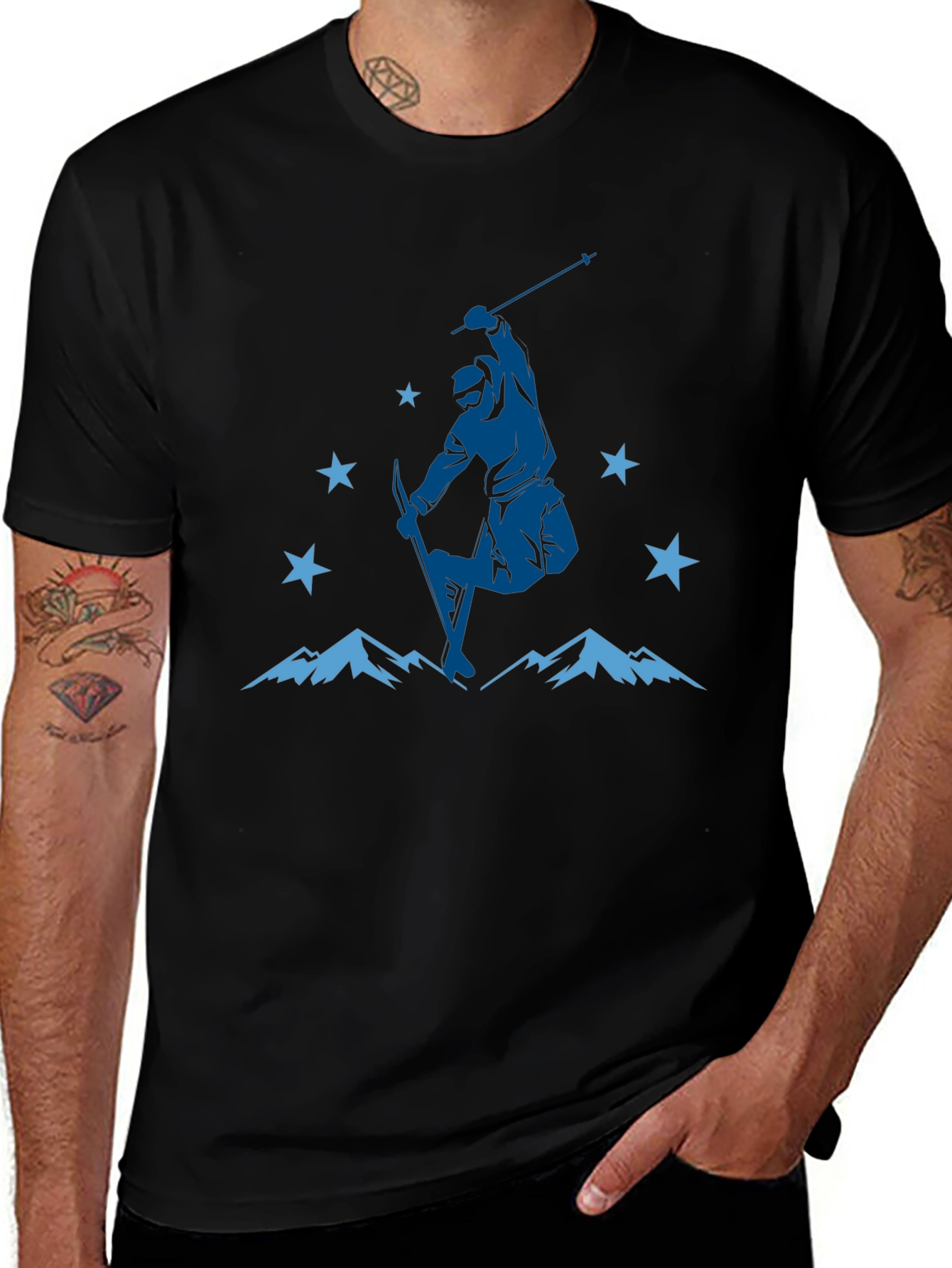 Mountain Ski Jump Graphic Tee - Black