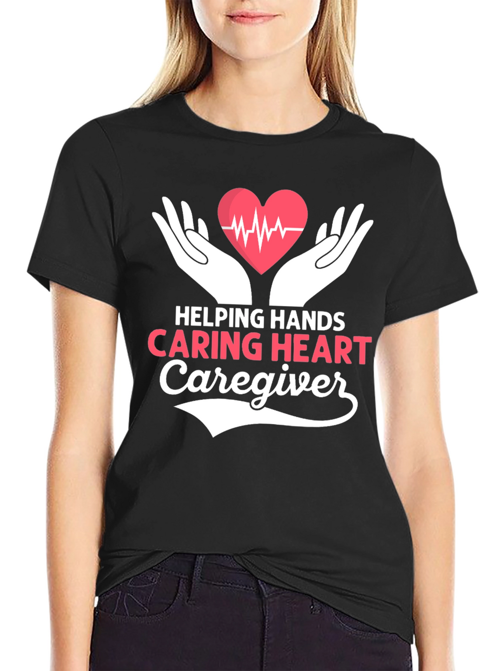 Helping Hands Caring Heart Caregiver T-Shirt