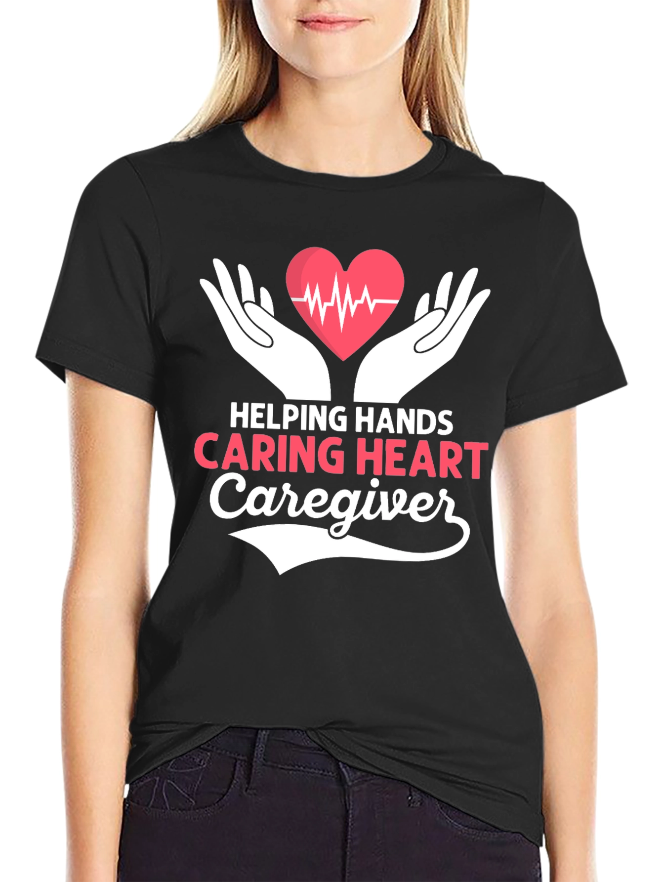 Helping Hands Caring Heart Caregiver T-Shirt