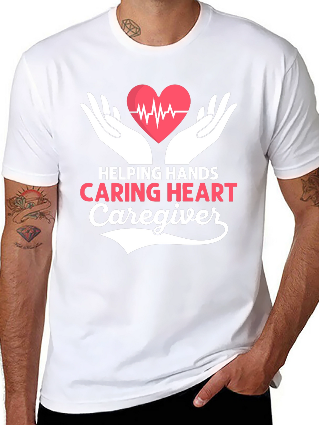 Helping Hands Caring Heart Caregiver T-Shirt