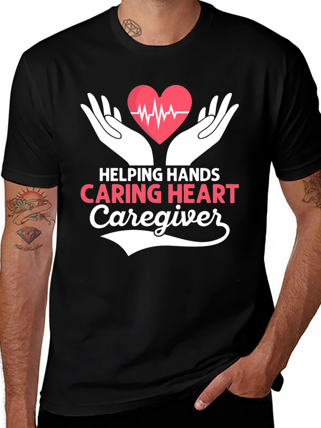 Helping Hands Caring Heart Caregiver T-Shirt