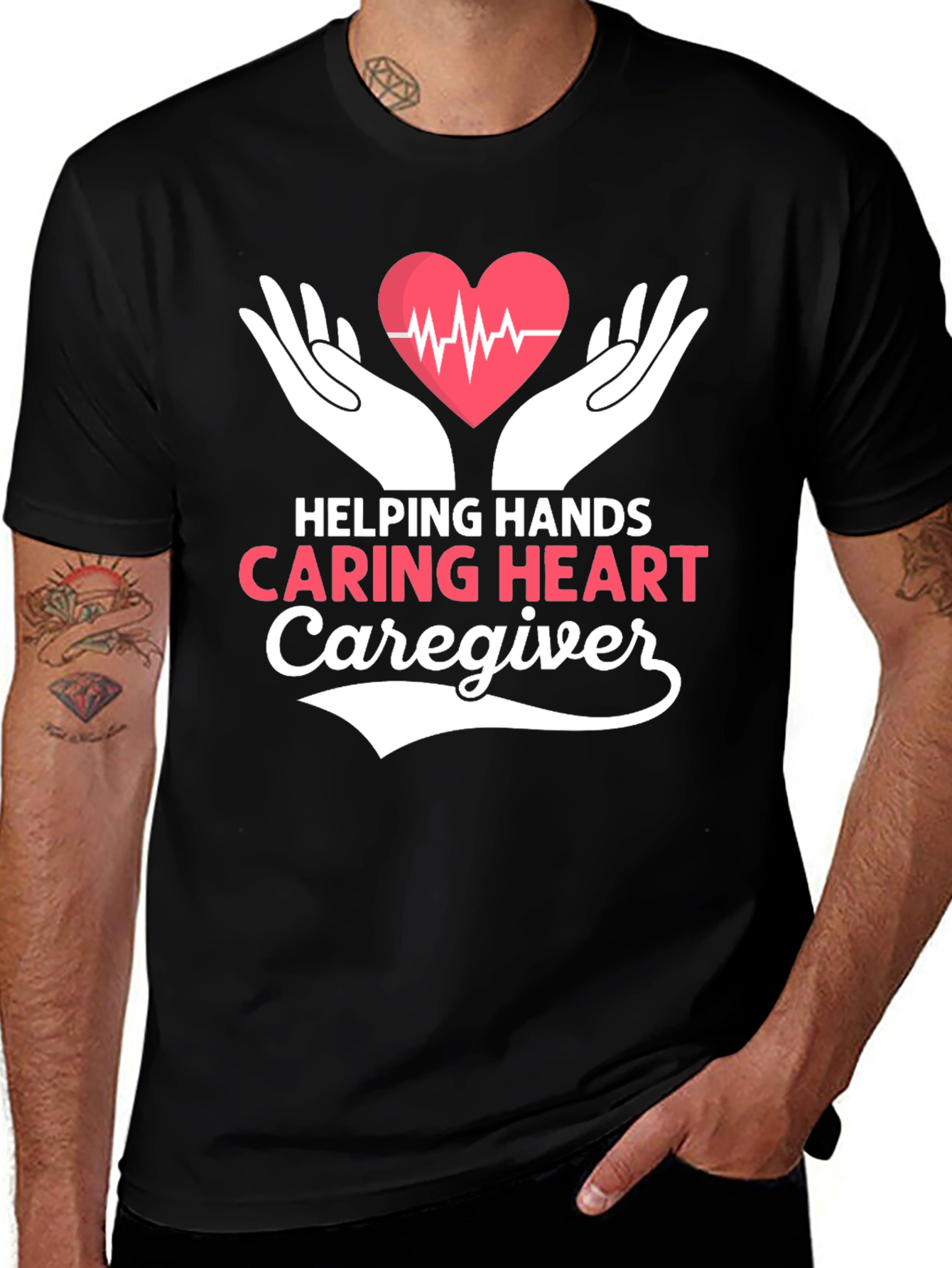 Helping Hands Caring Heart Caregiver T-Shirt