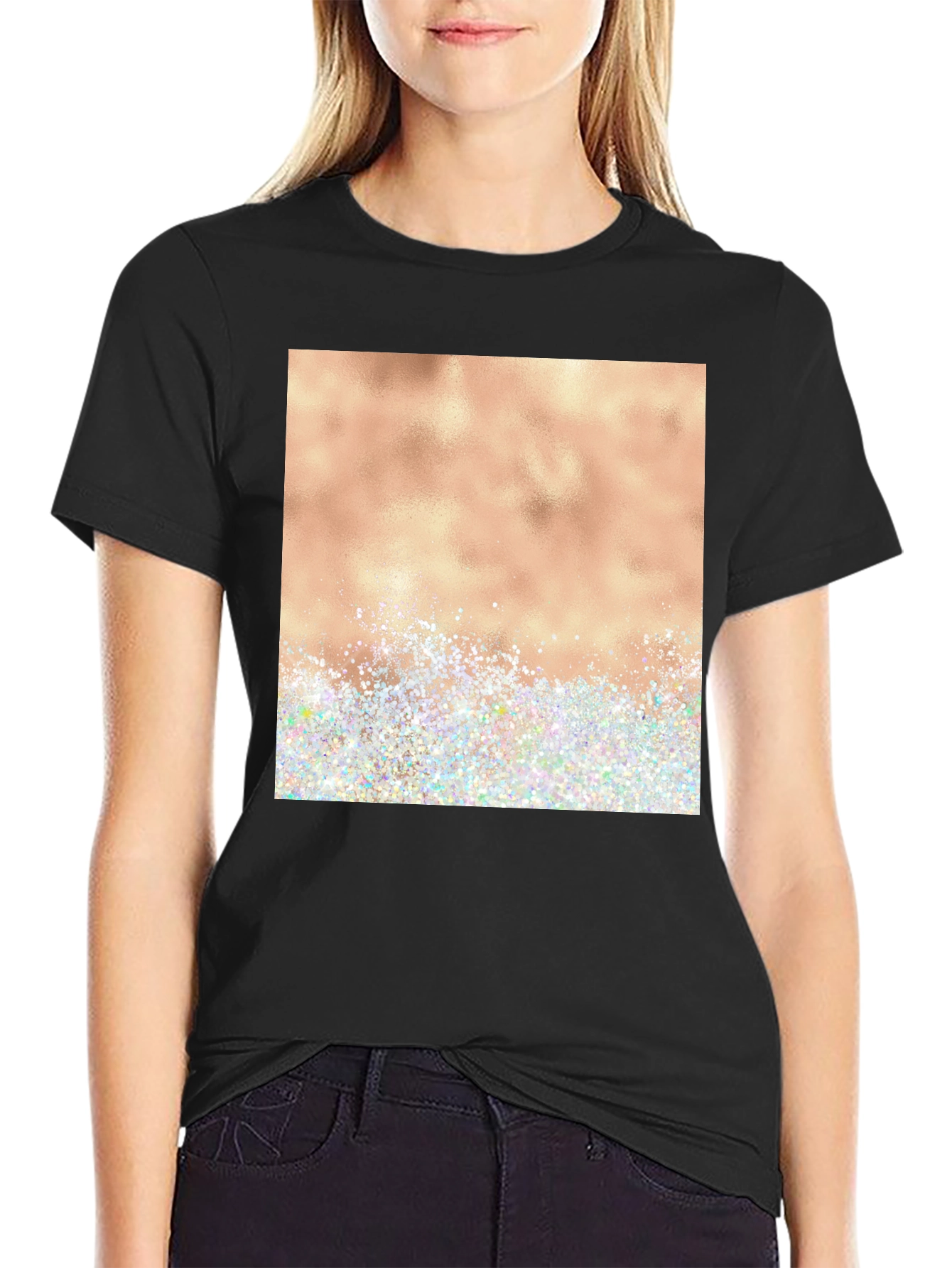 Glitter & Bronze Graphic Tee - Trendy Casual Wear