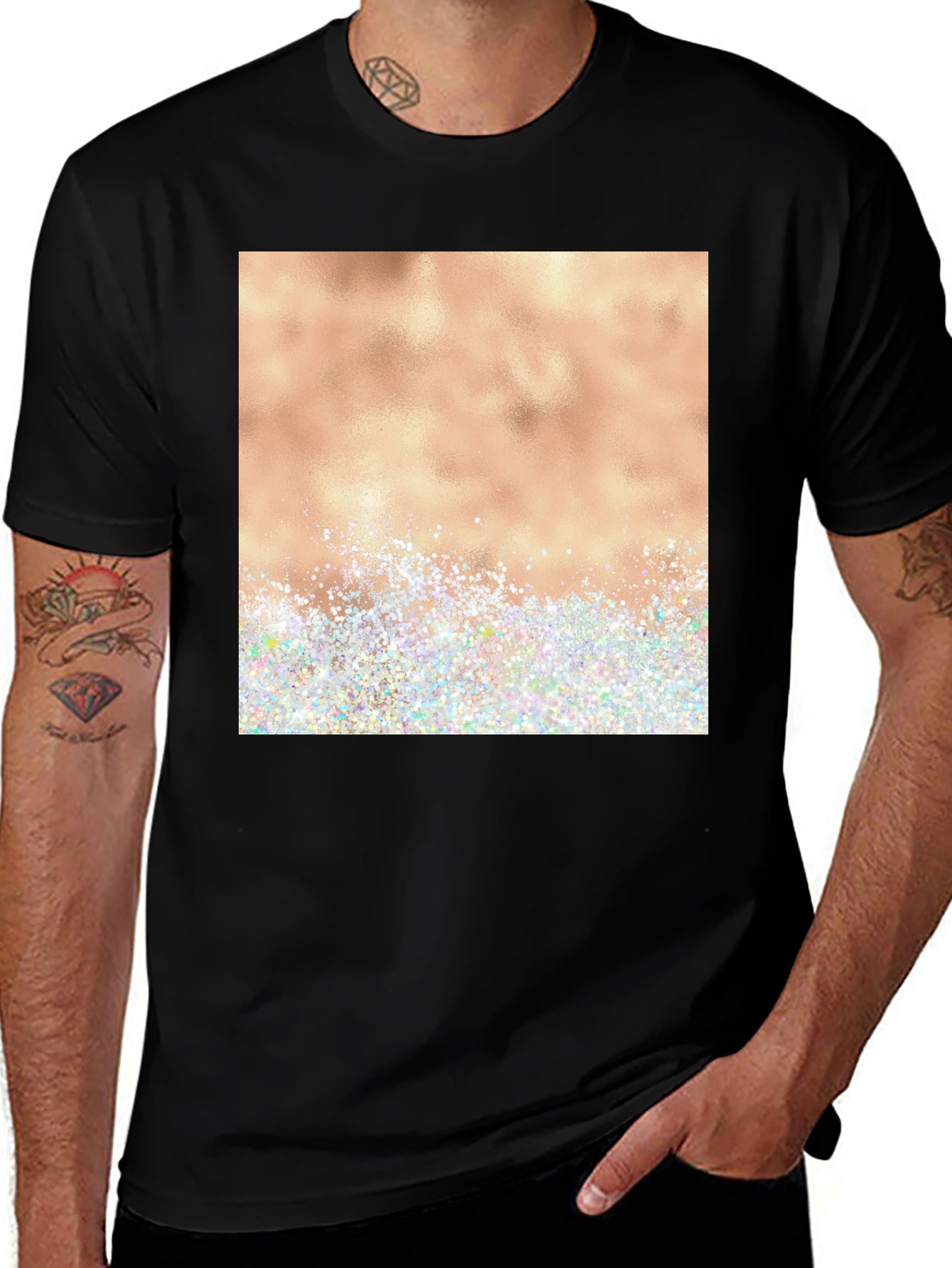 Glitter & Bronze Graphic Tee - Trendy Casual Wear