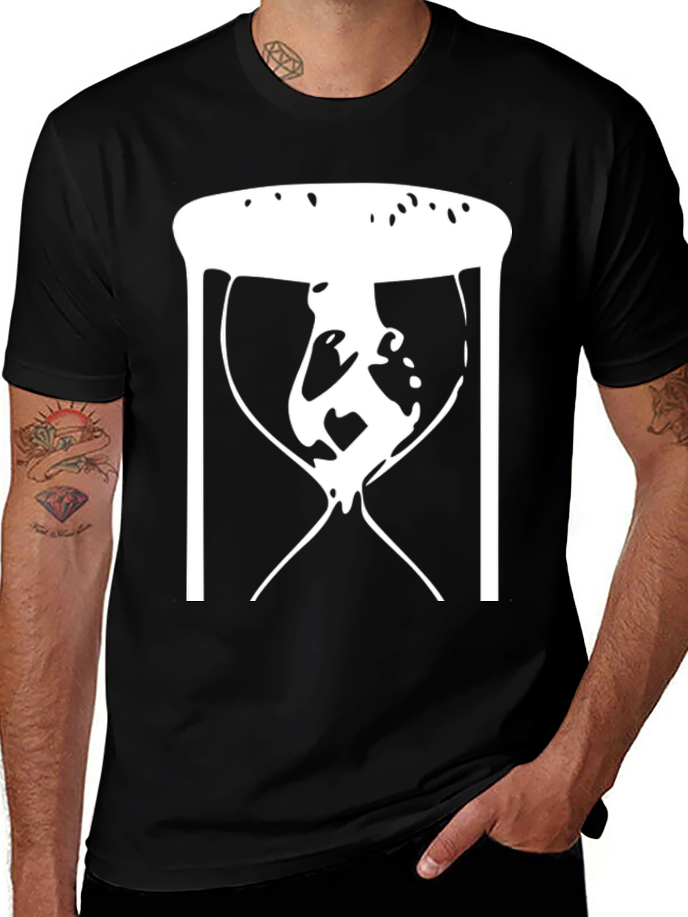 Abstract Hourglass Graphic Tee - Black Unisex T-Shirt