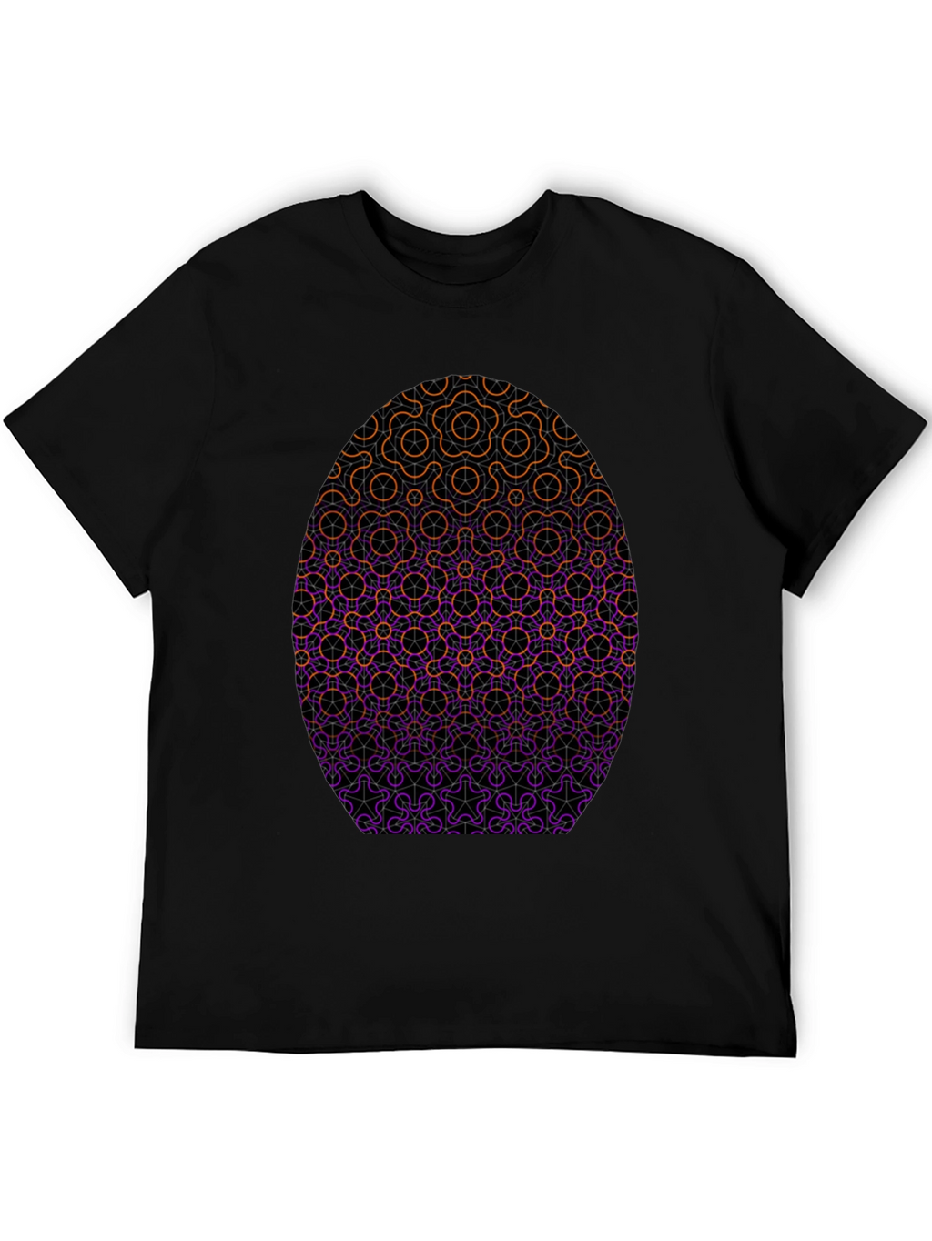 Geometric Egg Design Black T-Shirt