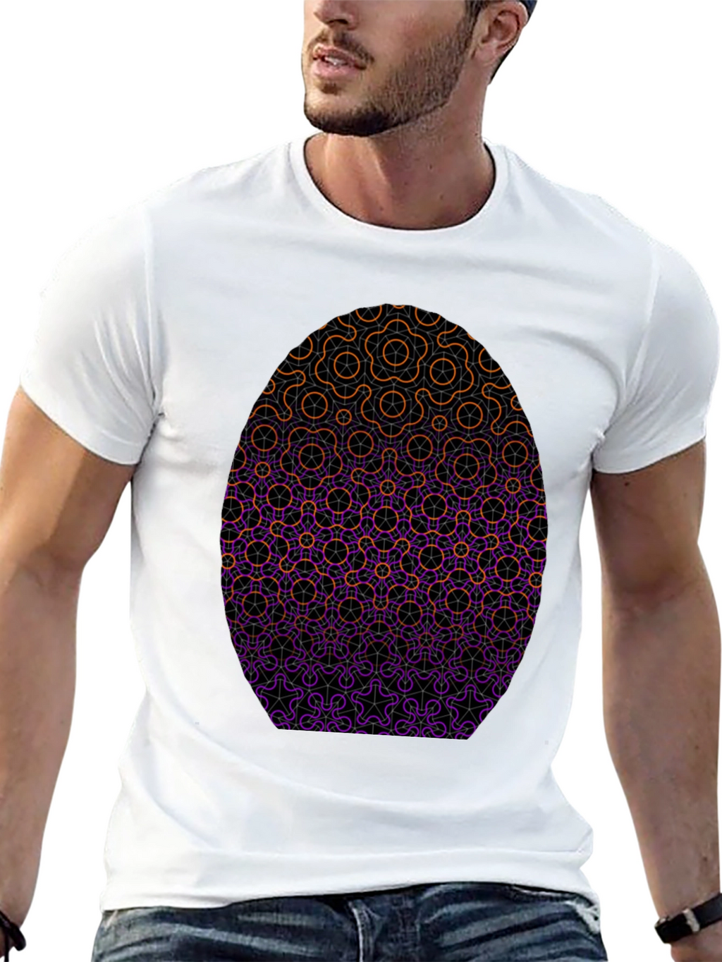 Geometric Egg Design Black T-Shirt