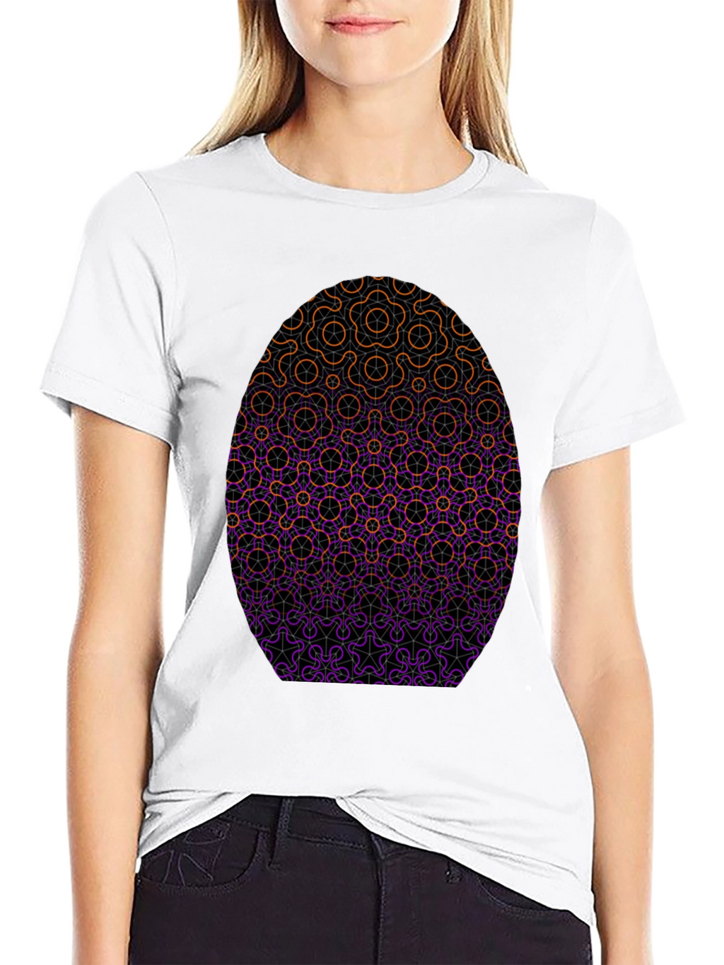 Geometric Egg Design Black T-Shirt
