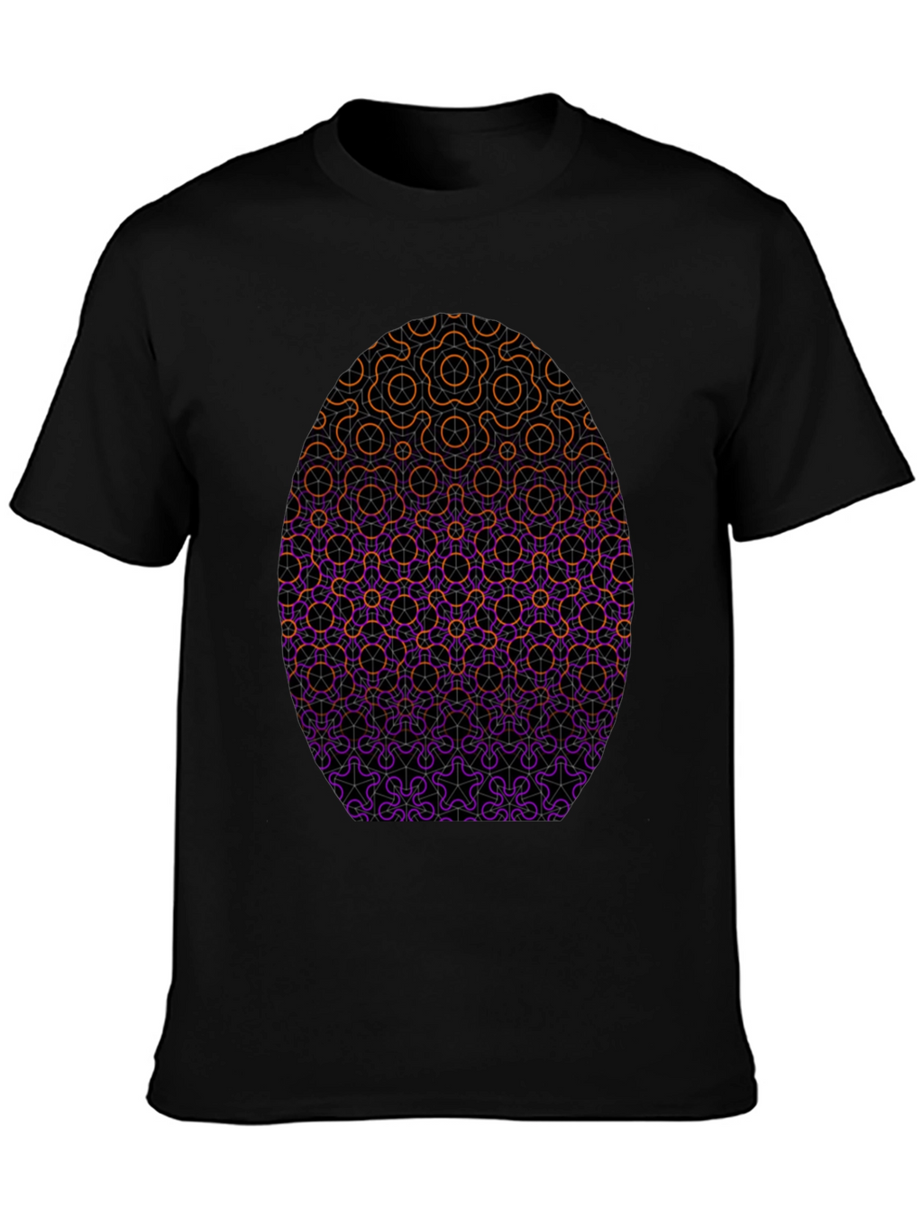 Geometric Egg Design Black T-Shirt