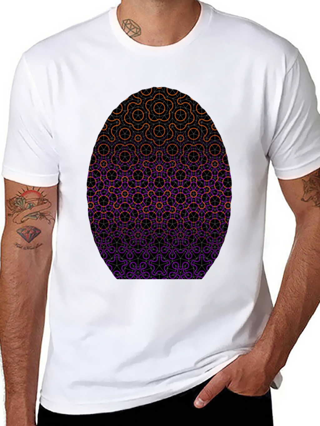 Geometric Egg Design Black T-Shirt