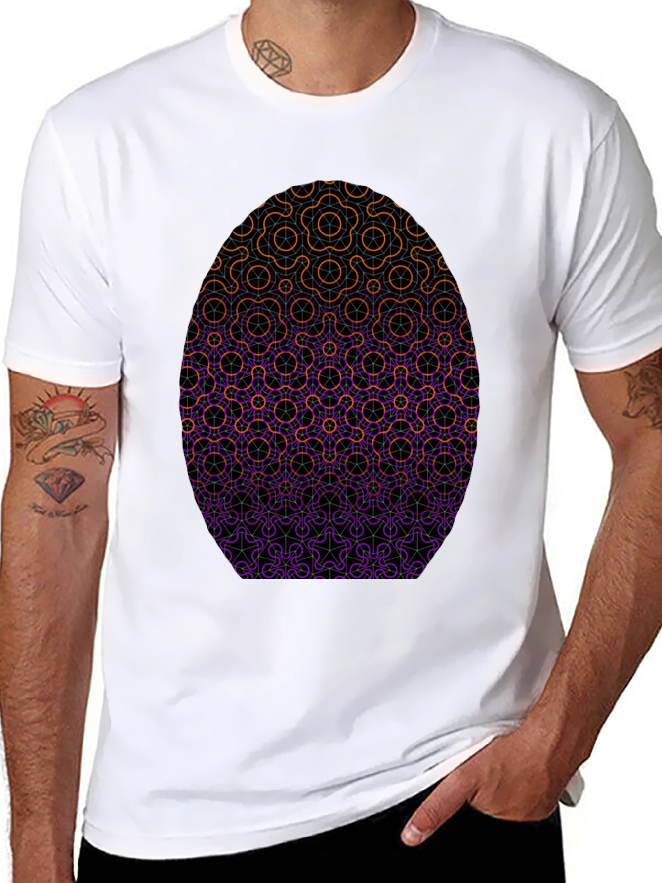 Geometric Egg Design Black T-Shirt