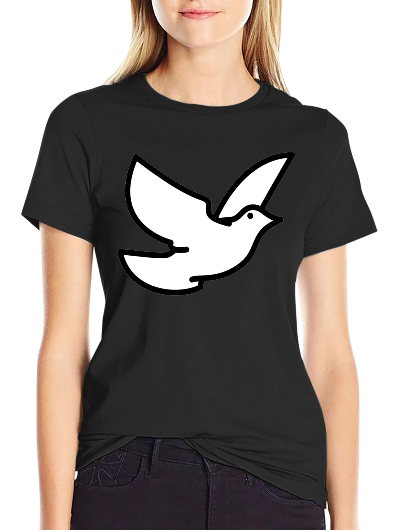 Dove Graphic Black T-Shirt - Symbol of Peace