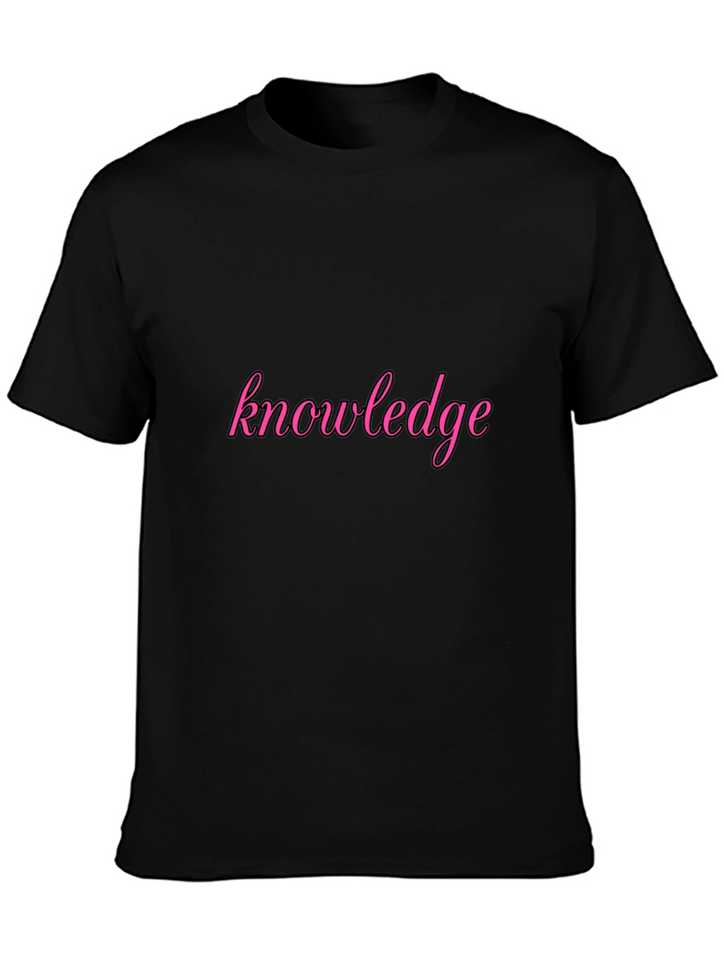 Knowledge Pink Print Black T-Shirt