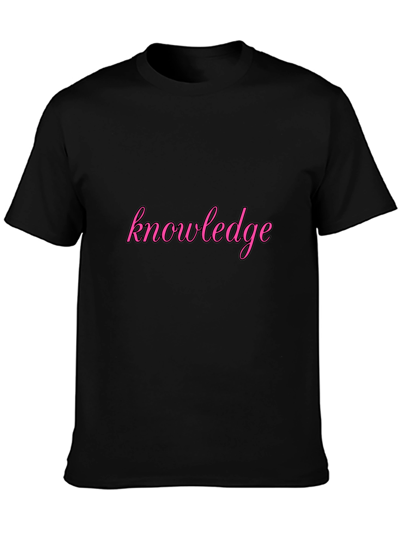 Knowledge Pink Print Black T-Shirt