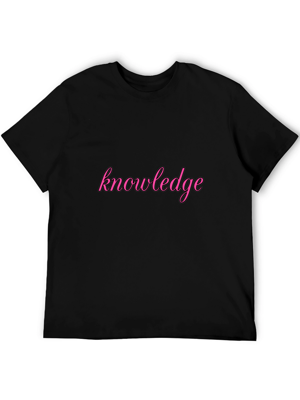 Knowledge Pink Print Black T-Shirt