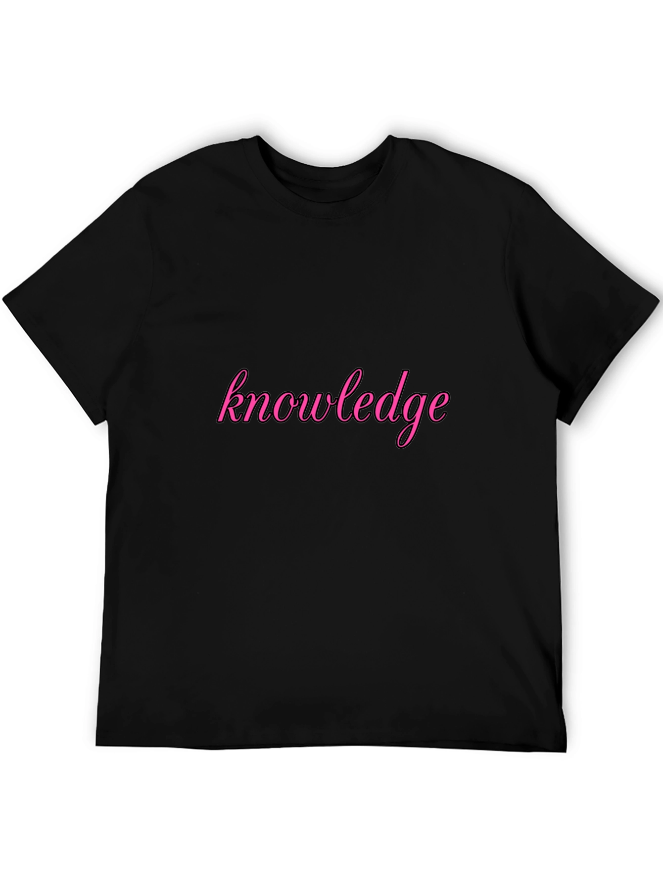 Knowledge Pink Print Black T-Shirt