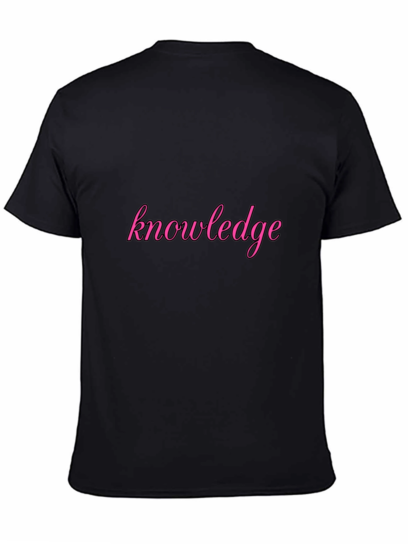 Knowledge Pink Print Black T-Shirt